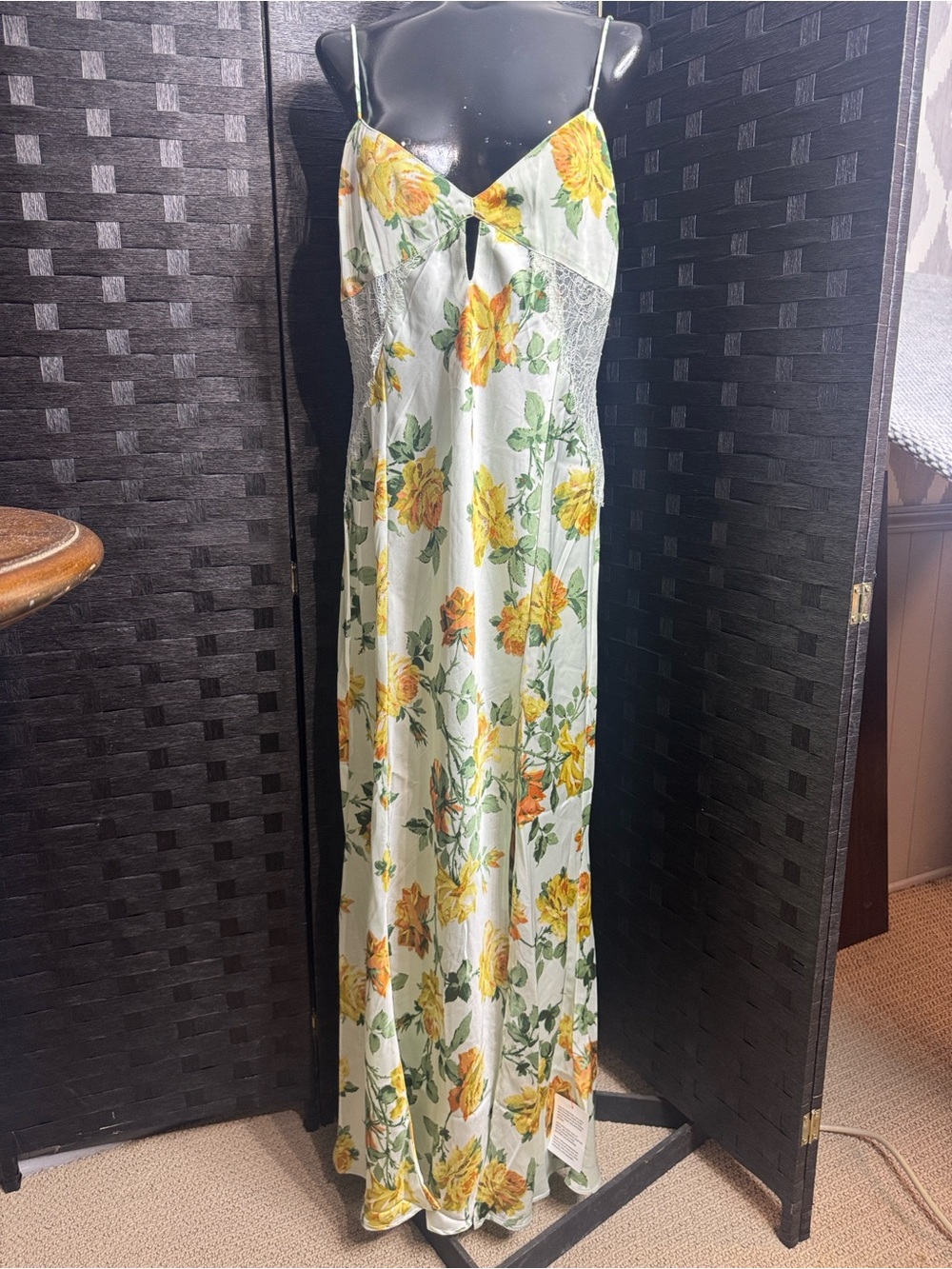 ASOS Floral Lace Satin Maxi Dress Sz 14 NWT